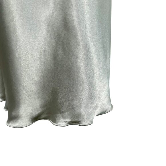 Nicole Miller Silver Satin Bias-Cut Midi Slip Skirt Silky Luxe Minimalist Sz XS - Picture 5 of 10